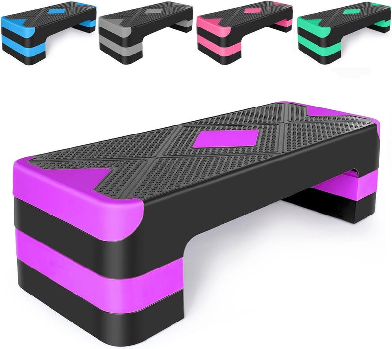 HooKung Adjustable Workout Aerobic Stepper in Fitness & Exercise Step Platform Trainer 3 settings adjustable height 4”-6”-8” - Image 1